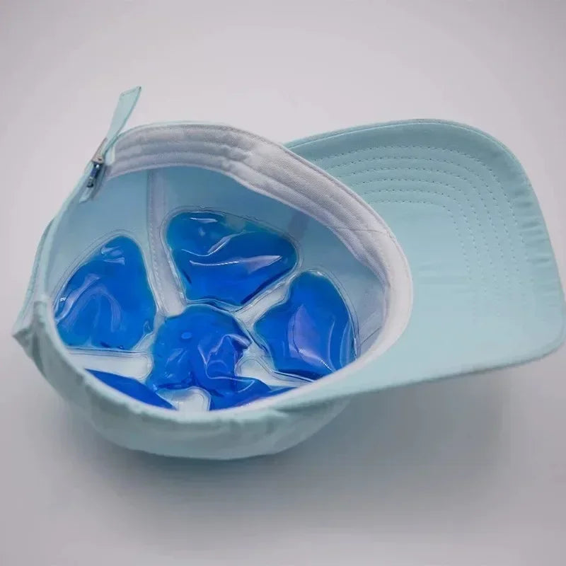 Blue PVC Gel Ice Adjustable Cooling Pad Helmets Hats Reusable Cold