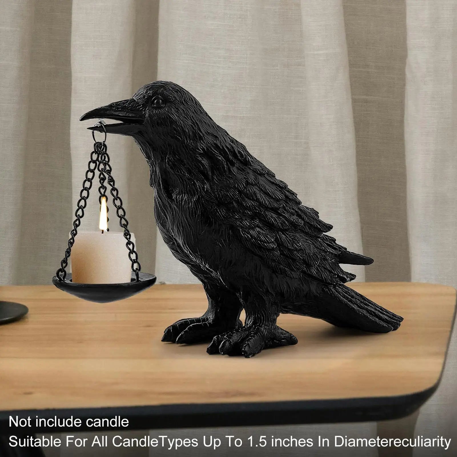 Candle Holder Resin Raven Lamp Candle Sticks Holder Scary Statue Decorative Table Centerpieces for Kitchen Events Indoor Zpaxo