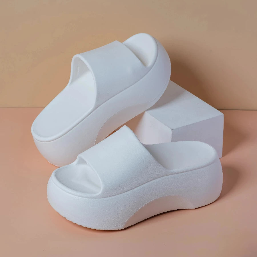 Women's Summer Beach Slippers Solid Non-slip Outdoor Flip Flops Zpaxo WHITE 37-38