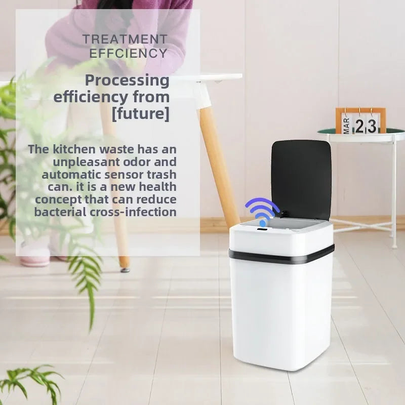 13L Smart Sensor Trash Can Fully Automatic Waterproof for Kitchen Living Room Household Bathroom Toilet Garbage Bin Zpaxo