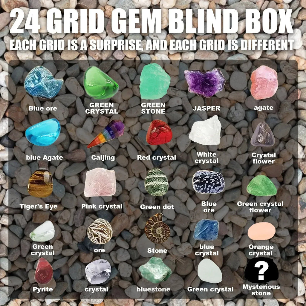 24 Days Blind Box Lattice Natural Healing Stone Green Christmas Ore