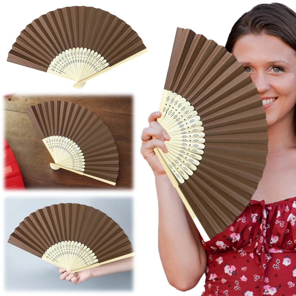 Blank DIY Folding Fan Hand Practice Foldable Paper Portable