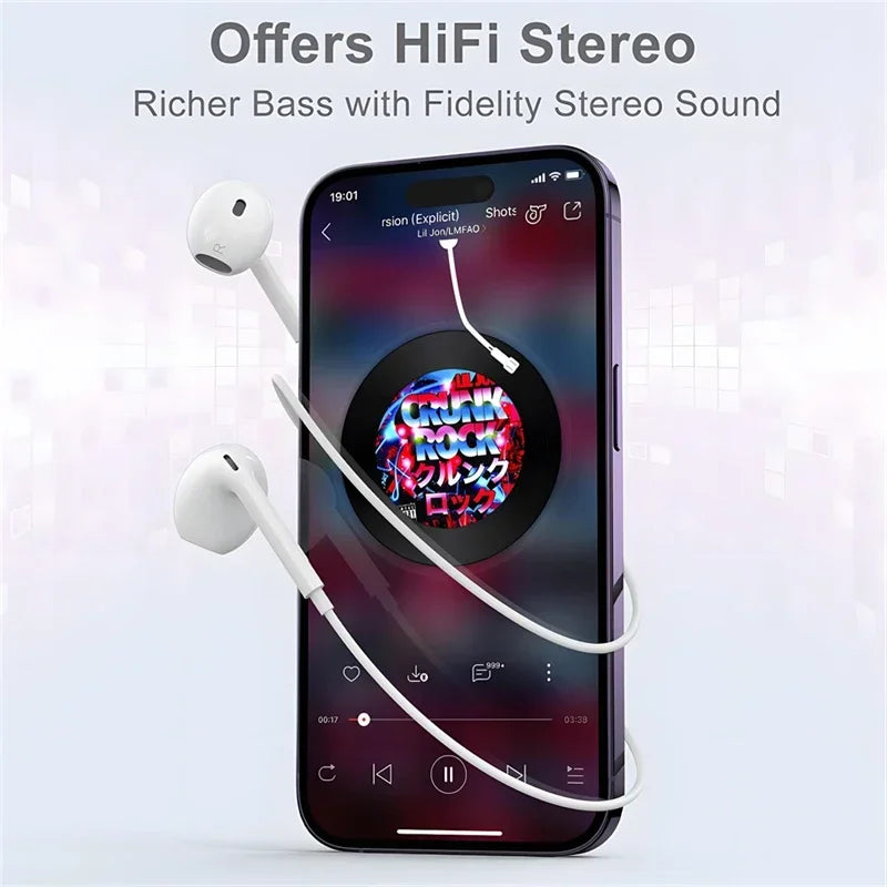 Wired Lightning Earphones Apple Iphone 14 13 12 11 Max Mini X XS XR 7