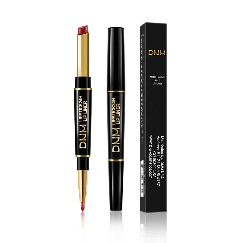 1 Matte Lipstick Pencil Double Ended Lip Liner Pen Red Nude Long