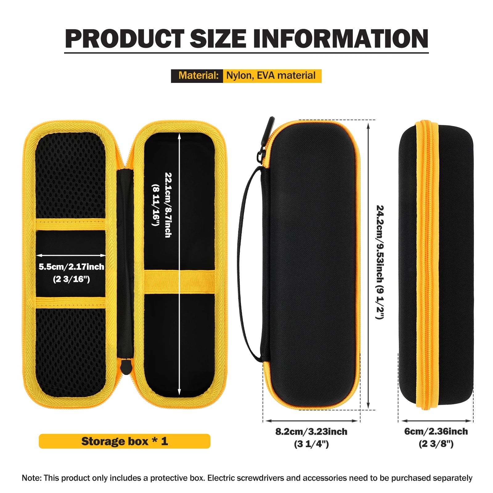 Cordless Screwdriver (DWHT66719) Hard Storage Case for DEWALT Electric Screwdriver Hard EVA Shell for Construction Site, Worksho Zpaxo black 24.2x8.2x6cm