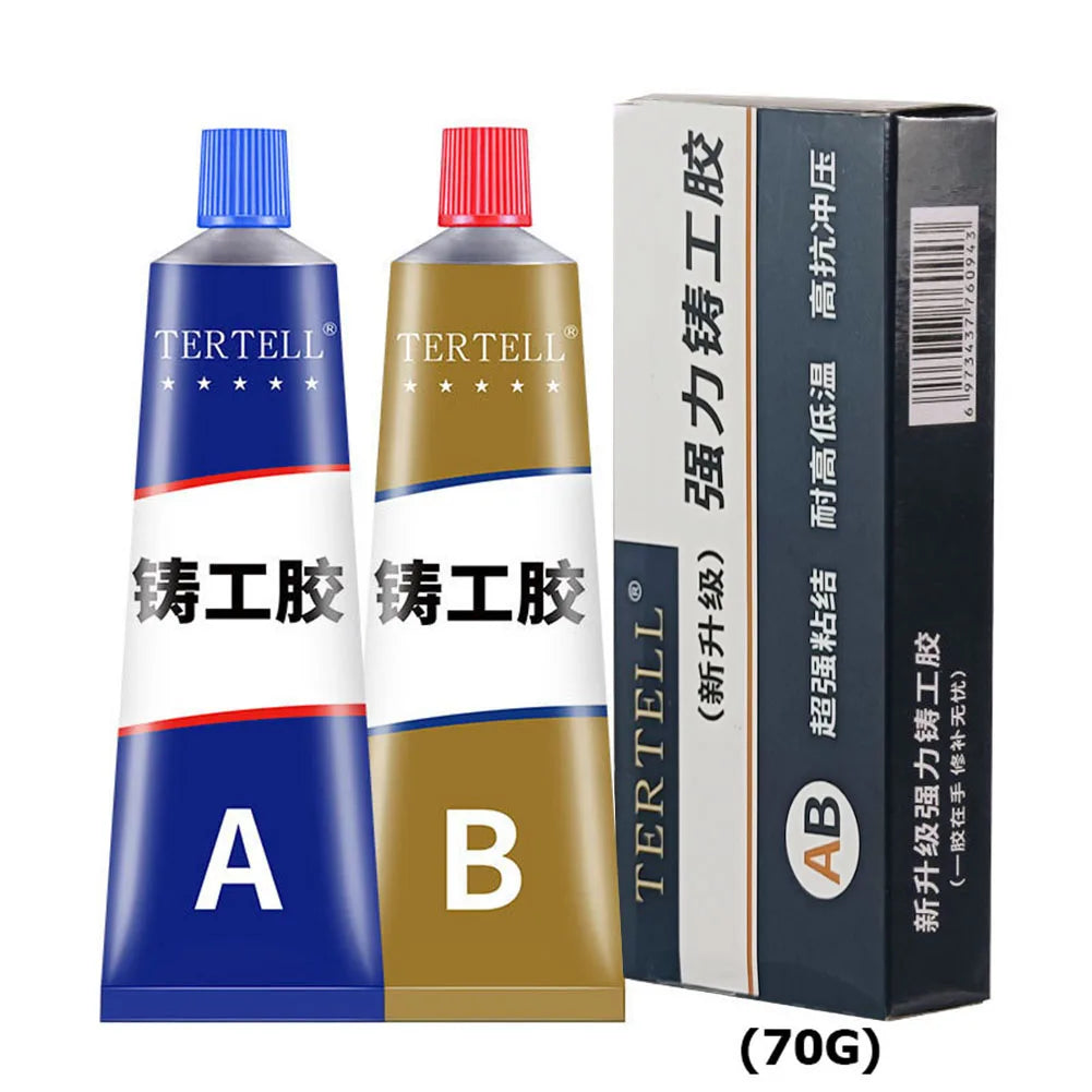 AB Type Casting Repair Glue High Temperature Resistant Liquid Metal Welding Filler Metal Repair Glue Caulking Agent Extra Strong Zpaxo 70g-2pcs-set