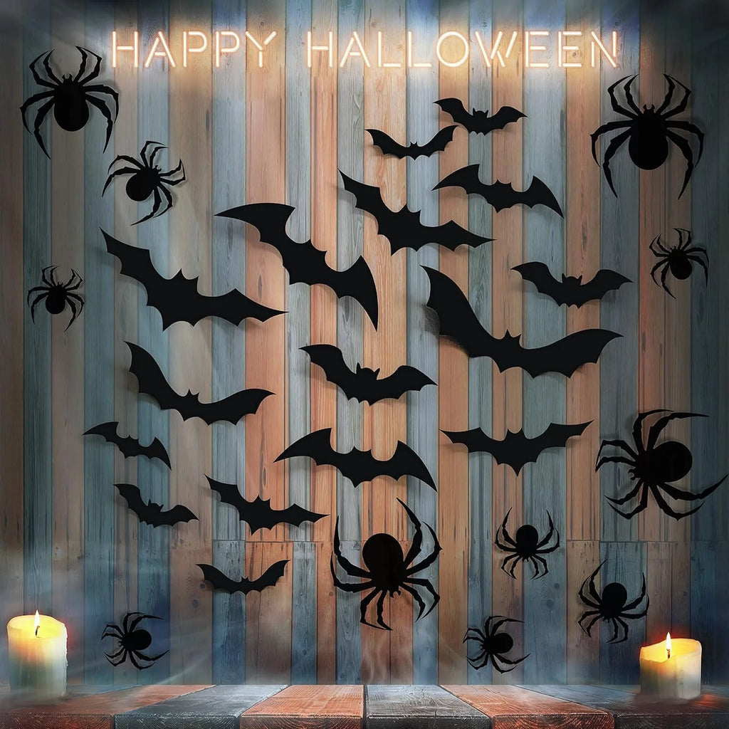 Black Bat 3D Wall Stickers Home Room Decoration Party Door Window