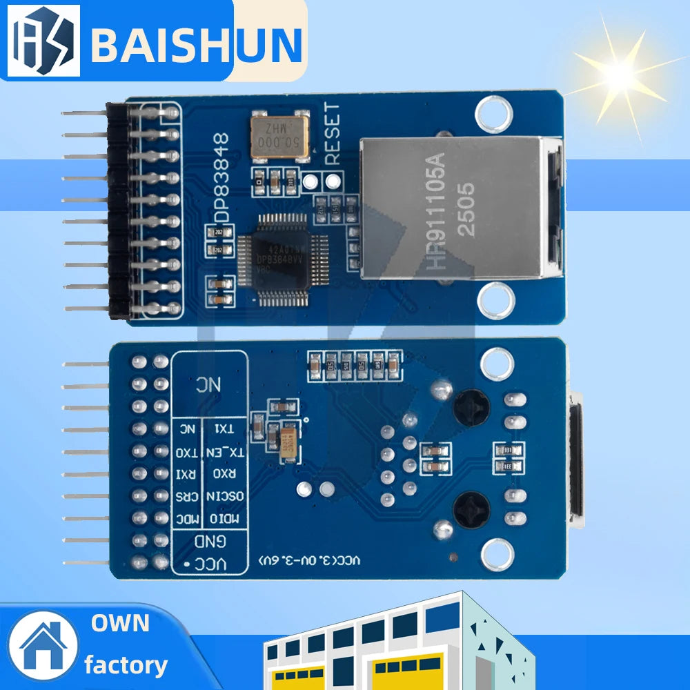 For Arduino-Compatible DP83848 Ethernet Module: 10/100 Mb/s with RJ45 Connector – Web Server Transceiver Zpaxo Default Title