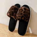 Women's Leopard Print Plush Slippers Home Non-slip Sole Soft
