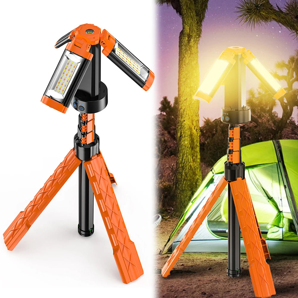 Folding Camping Light LED Work Telescoping Stand Rechargeable Lantern