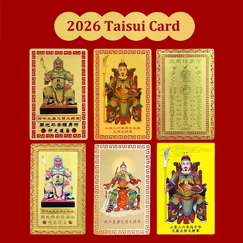Portable Protective Gift 2026 Tai Sui Amulet Card Horse Year Feng Shui Taisui Prayer Gold Card Bring In Wealth Health Good Luck Zpaxo