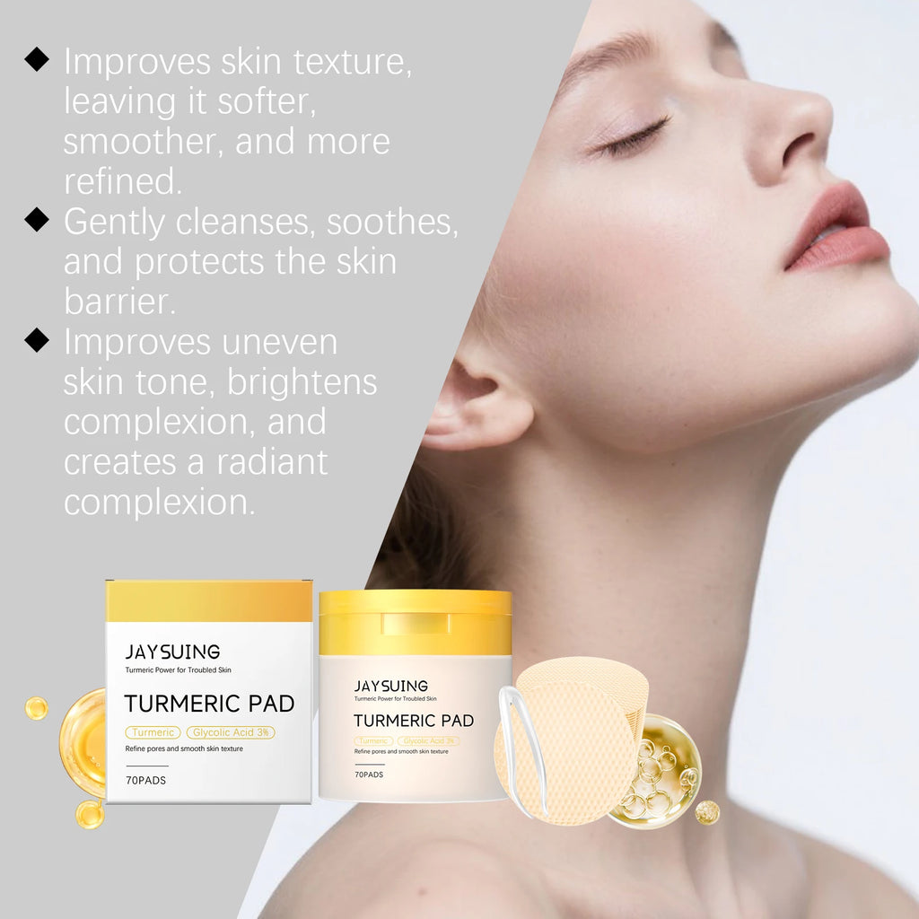 Turmeric Pore Cleaning Cotton Pads – 70 Pads + Tweezers Facial Exfoliating Pads Zpaxo