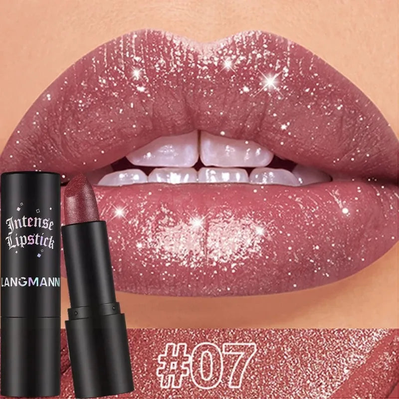 Nude Gray Metallic Lipstick Glitter Diamond Waterproof Long-lasting