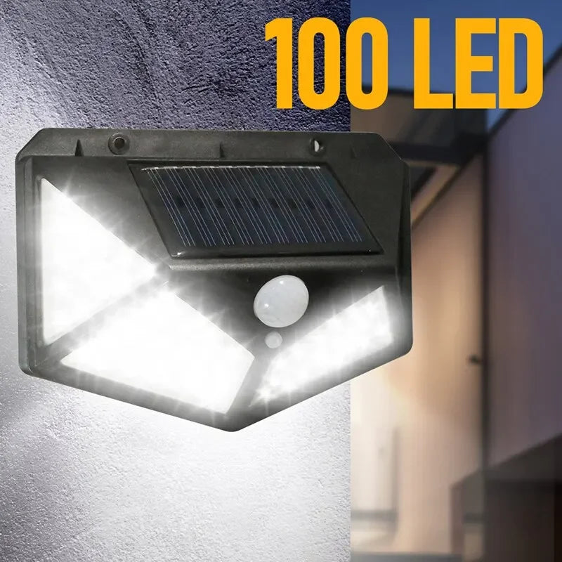 100 LED Solar Wall Light Motion Sensor Outdoor IP65 Lamp