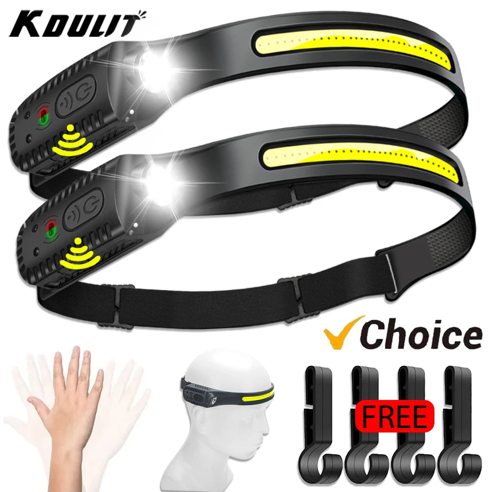 USB Rechargeable XPE+COB LED Sensor Headlamp – 350 Lumens