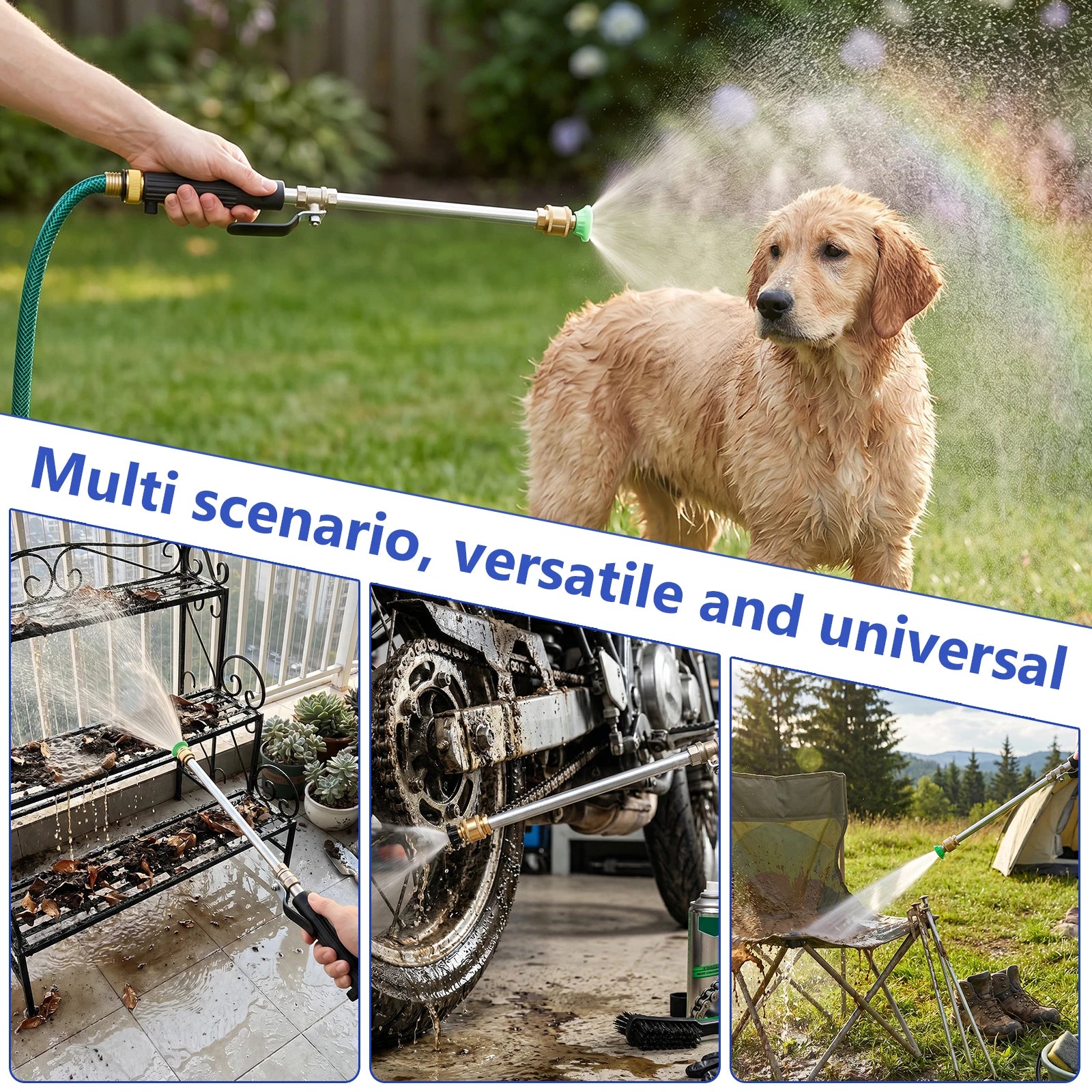 High Pressure Washer Wand Metal 42.6cm Spray Gun 7 Patterns Leakproof Garden Hose Nozzle For Car Washing Yard Roof Cleaning Tool Zpaxo