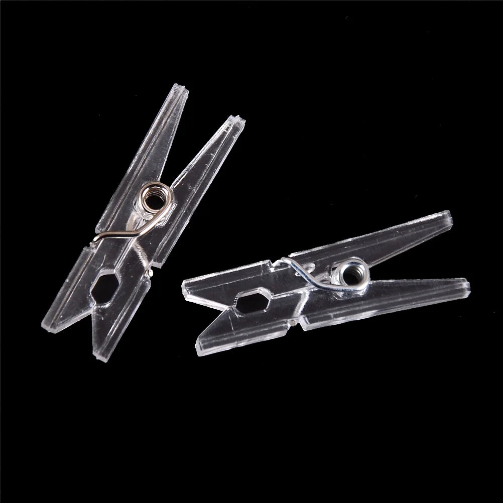 CM20pcs Mini Clear Plastic Doll Clothespin Photo Paper Peg Clips