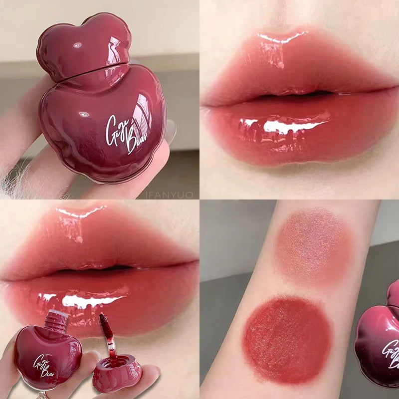 Love Heart Mirror Water Light Lip Gloss Long-lasting Shimmer Moisturizing Smooth Lip Glaze Easy To Color Non-stick Lip Makeup Zpaxo