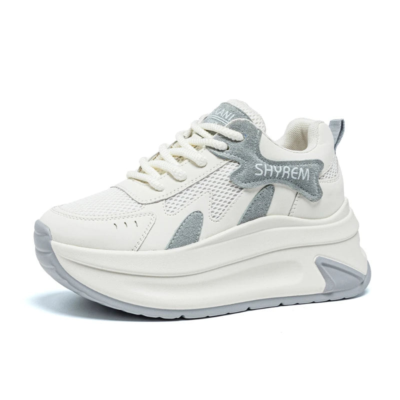 Womens White Mesh Sneakers Breathable Chunky Platform Height Zpaxo 2562 Grey -2 40 China Mainland