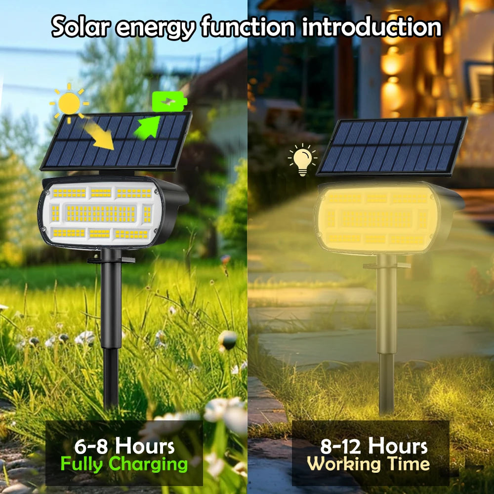 Solar Spot Landscape Lights 136 LED Outdoor Waterproof LED Lights Large Area Lighting Solar Spotlights Garden Pathway Driveway Zpaxo