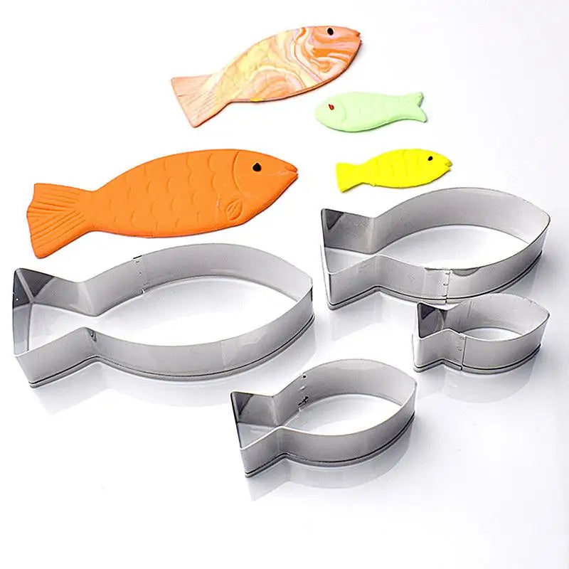 Stainless Steel Cartoon Fish Cookie Cutter Aquatic Animal Molds Cake