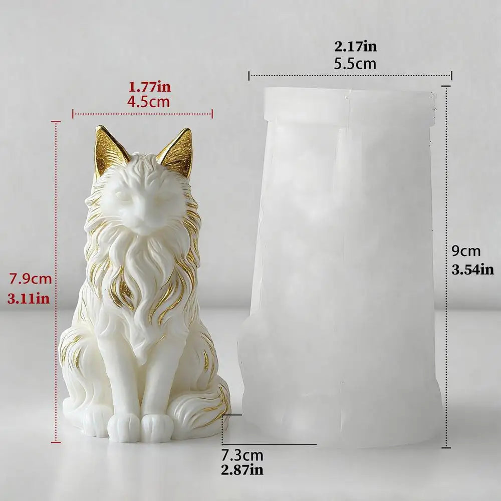 Cat Resin Mold Sitting Shape Concrete Cement Plaster Soap DIY Epoxy