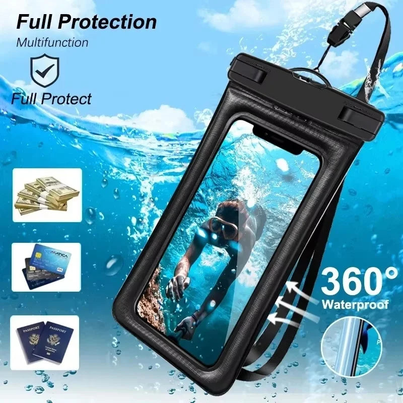 IP68 Floating Air Case Waterproof Outdoor Swimming Bag Phone Case For iPhone Xiaomi Huawei Phone Bag Protector Cover Accessories Zpaxo