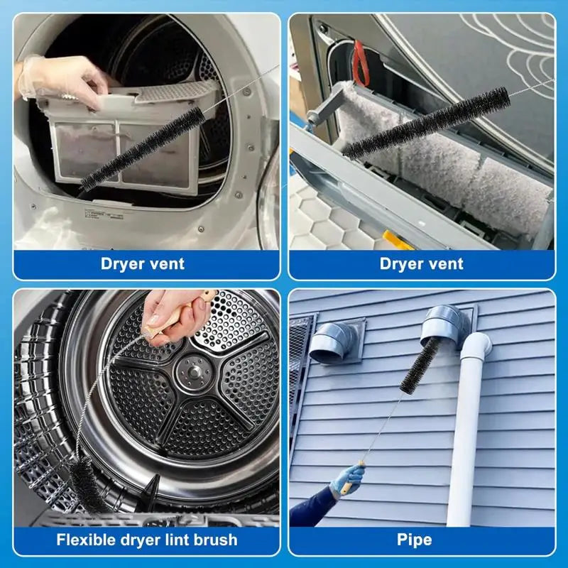 (2-Pack)3-in-1 Dryer Vent Cleaner Kit with - Duty Lint/Crevice/Washing Brushes , Kitchen & Laundry, No Power, Nylon Bristle Zpaxo