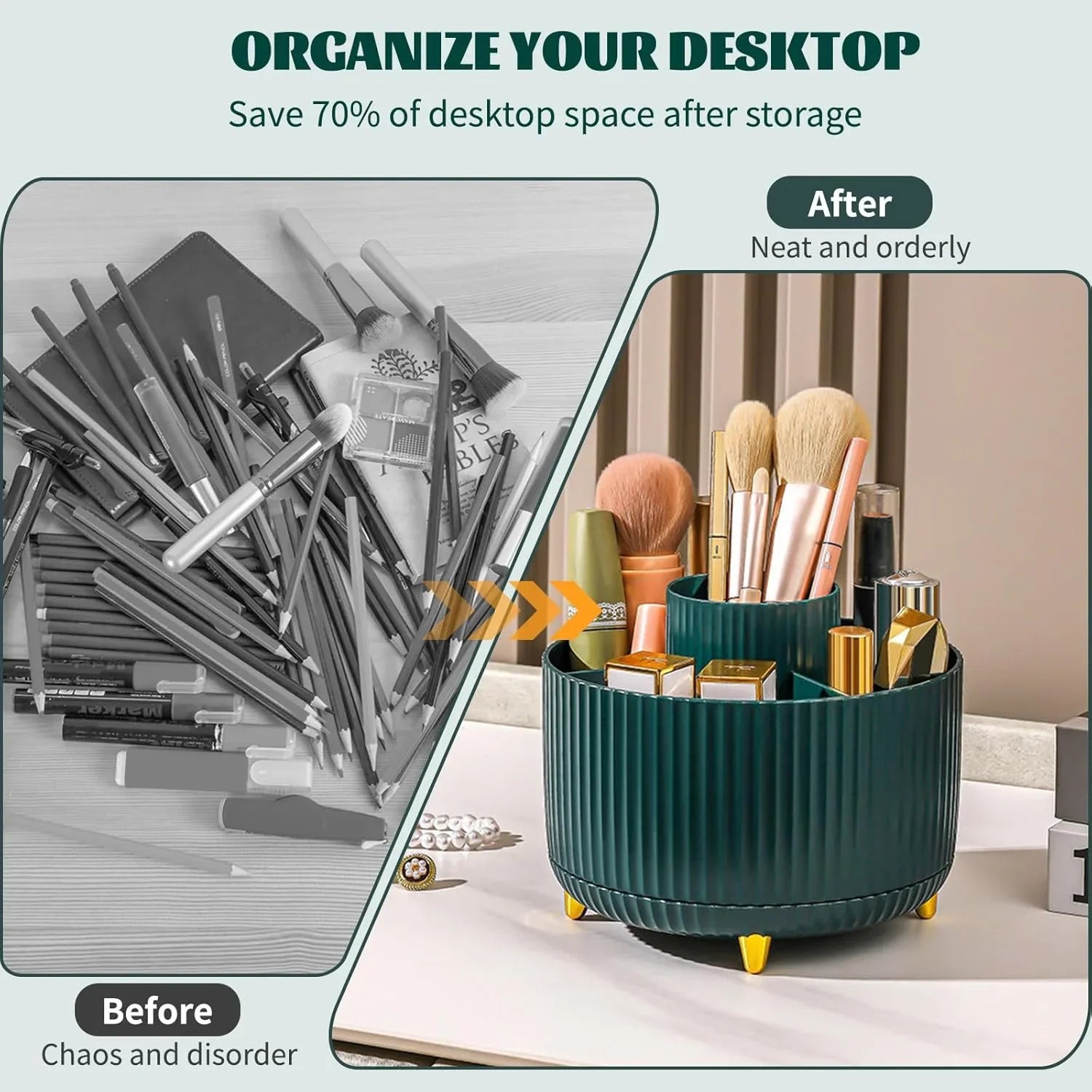 5-Slot 360° Rotating Makeup Brush Holder & Desk Organizer Makeup Brush Organizer Zpaxo