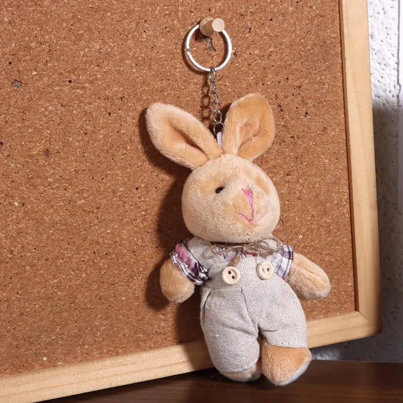 Cartoon Little Bear Plush Doll Keychain Cute Stuffed Rabbit Keyring Zpaxo A6