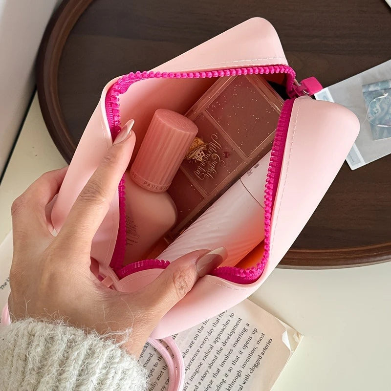 Large Silicone Makeup Bag Multifunctional Toiletry Pouch Hand Strap
