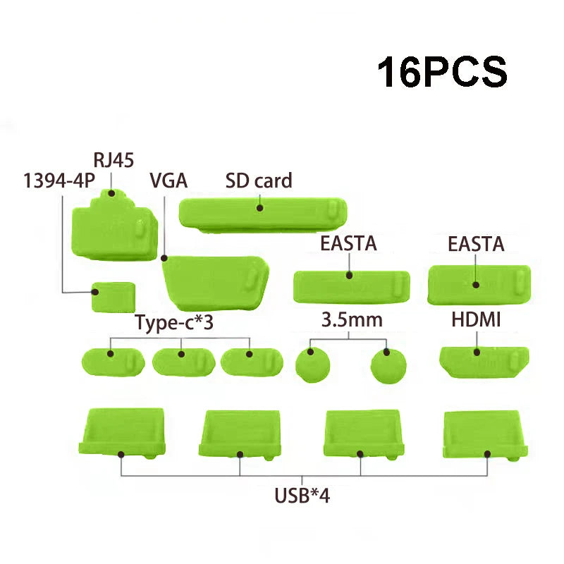 Universal Silicone Anti-dust Plug Notebook Dustproof Stopper Laptop C Zpaxo 16pcs Green