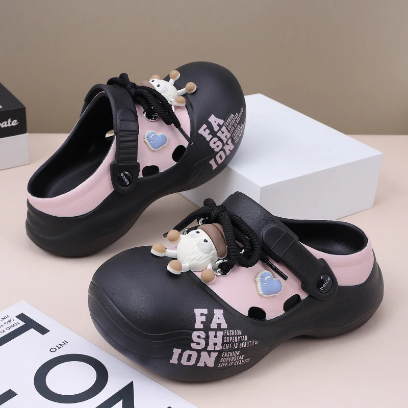 Women's 2025 EVA Platform Clogs Closed-toe Lace-up Beach Sandals