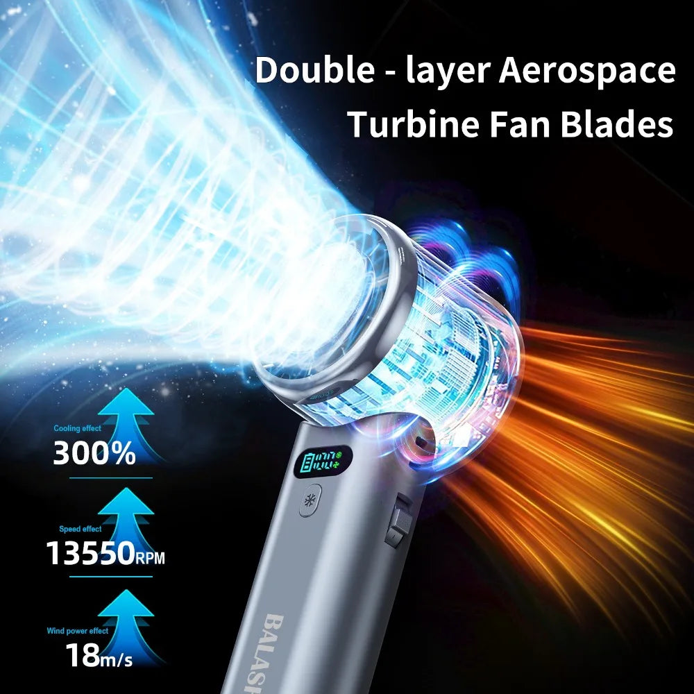 5200 mAh Ice compress cooling fan handheld fans USB Rechargeable portable mini fan Double Folding Fan For Travel Camping Outdoor Zpaxo