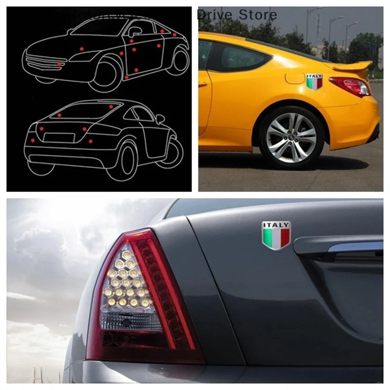 CMAluminum 3D Metal ITALY Italian Flag Sticker Emblem Badge Decal Car
