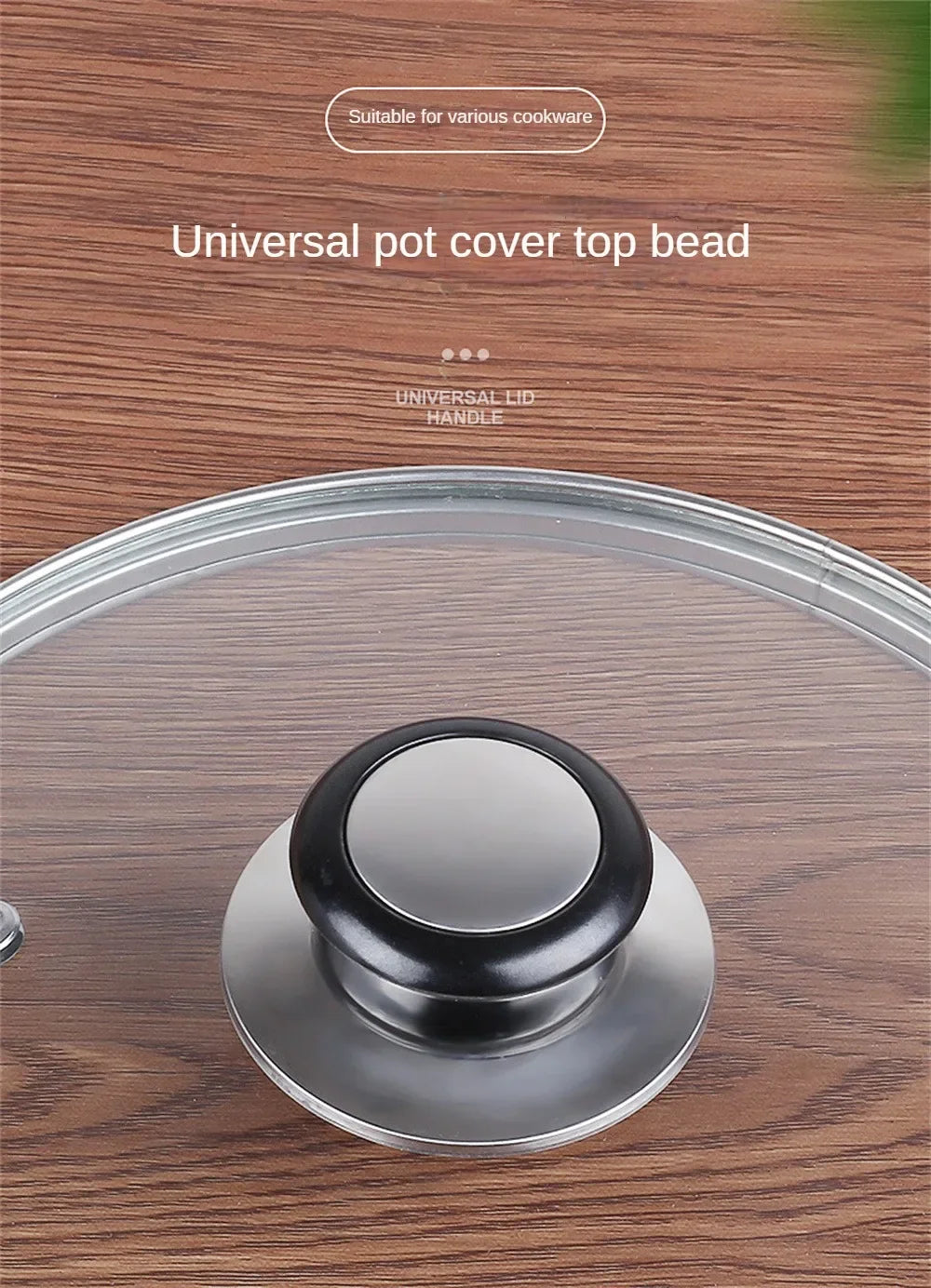 2pcs Black Stainless Steel Lid Knob 5mm-12mm Universal Replacement Carrying Handle for Glass Lid Kitchen Cookware Fixing Accesso Zpaxo Default Title