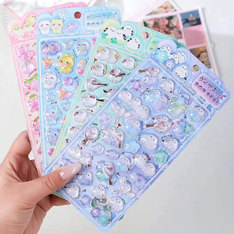 3D Kawaii Chickadee Stickers – 4-Pc Scrapbook Decal Set