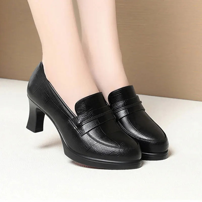 CINESSD 2023 Spring Ladies Leather Shoes Fashion Soft Sole Zpaxo