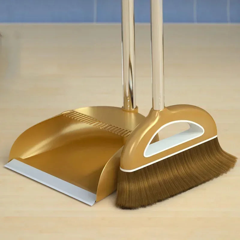 Magic Broom Plastic Dustpan Cleaning Tools Sweeper Wiper Floors Home Zpaxo Gold 2PCs