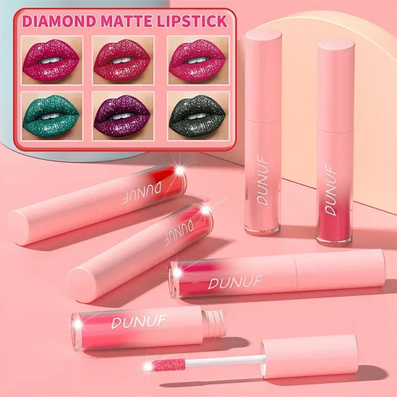Waterproof Diamond Shimmer Glitter Lip Gloss 18 Colors Matte Glitter Liquid Lipstick Diamond Pearl Colour Lip Gloss Sexy Make Up Zpaxo