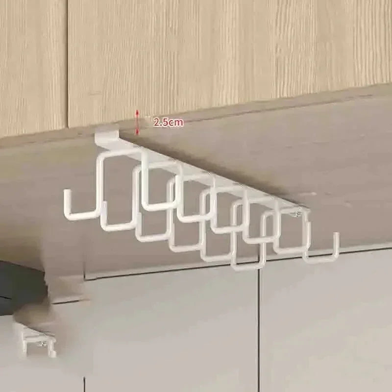 New Hole-free Kitchen Hook Rack Iron Double-row Hook Hanging Rod Kitchen Utensil Rack, Spoon and Shovel Rack Wall Hanging Zpaxo White M