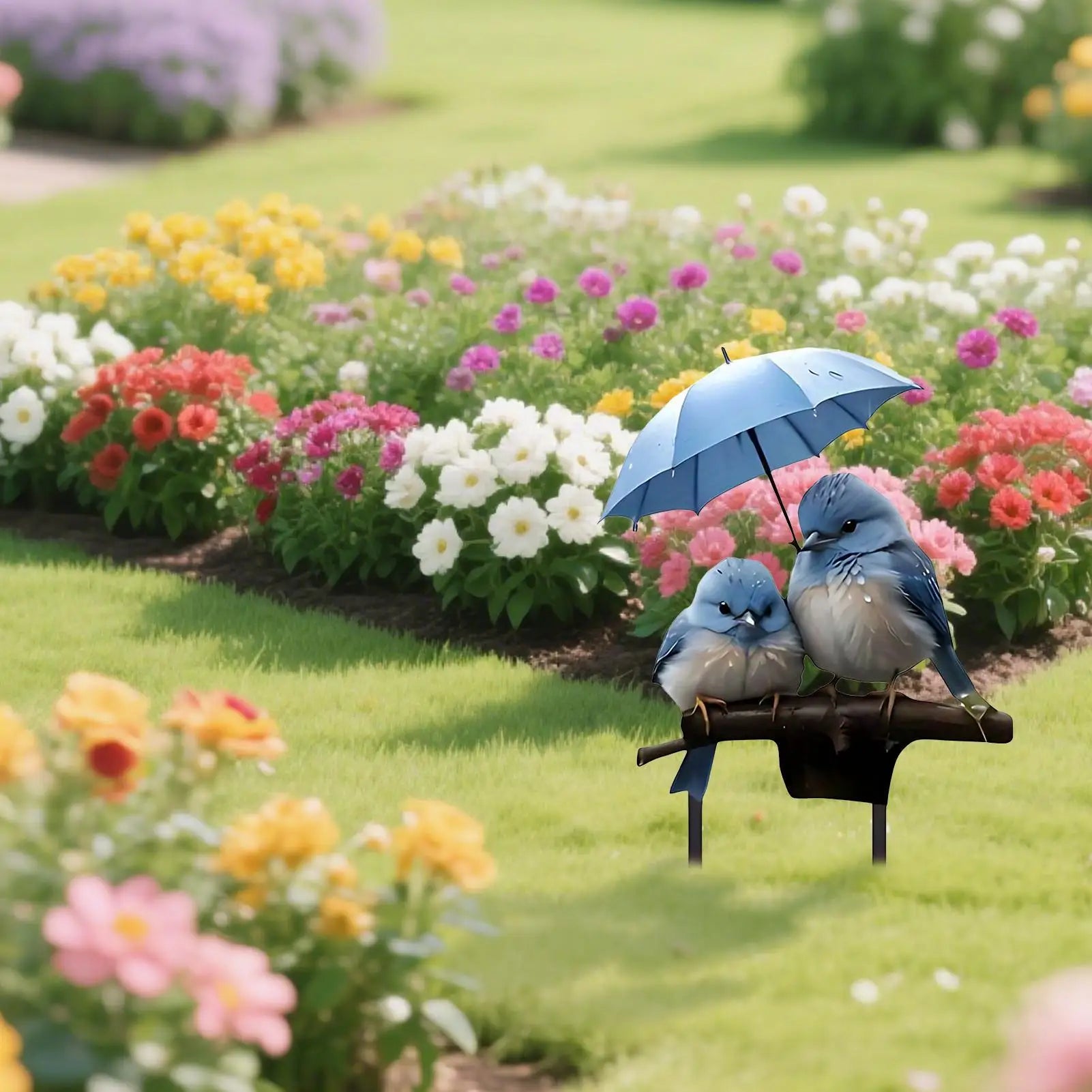 Garden Stakes Decorative 2D Acrylic Flat Ground Insert Blue Bird