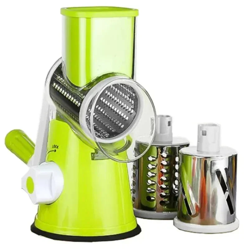Vegetable Cutter Slicer Manual 3 Sharp Drums Kitchen Cheese Chopper Zpaxo green