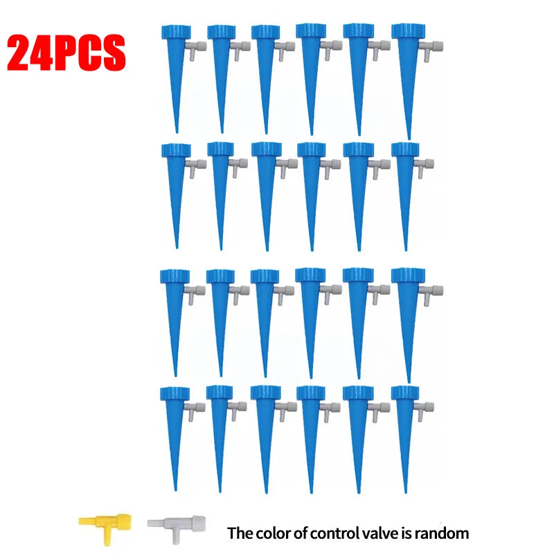 Automatic Drip Irrigation System Self Watering Adjustable for Flower Plants Greenhouse Garden Auto Water Dripper Device Zpaxo 24PCS-Blue