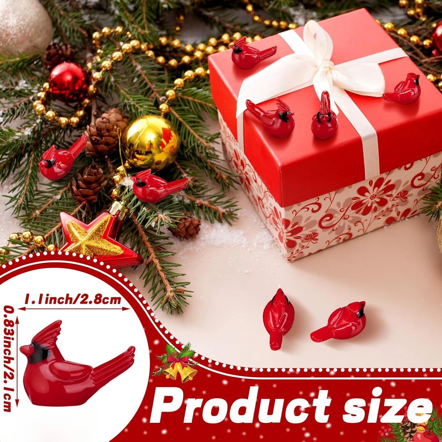 Mini Red Cardinal Bird Figurines – Resin Fairy Garden Ornaments