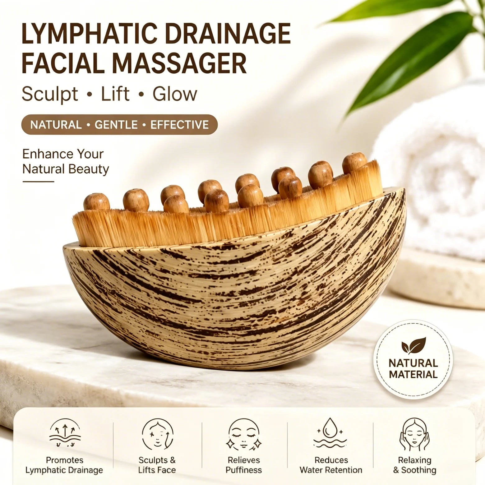 Lymphatic Contour Face Brush – Gua Sha & Drainage Massager Facial Massage Tool Zpaxo