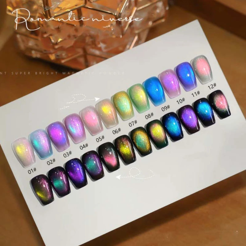 Colorful Cat's Eye Gel Double-light Romantic Universe Nail Polish UV