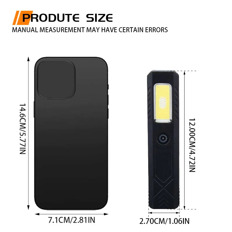 600LM Mini COB LED Flashlight – Rechargeable, Pen Clip & Magnet Rechargeable Flashlight Zpaxo