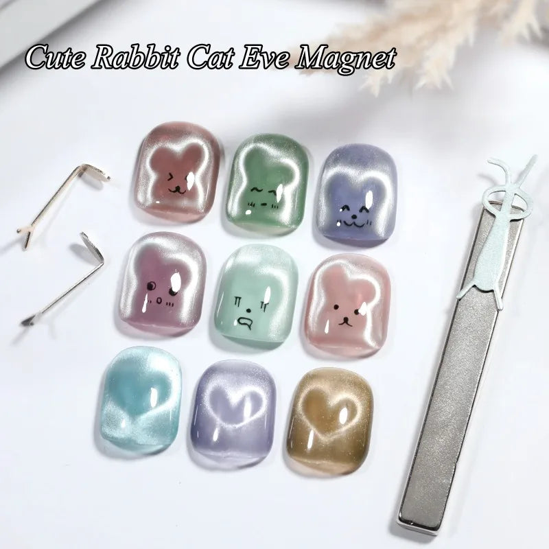 Rabbit Shaped Cat Eye Magnet Flexible Iron Wire Creating Heart Effect