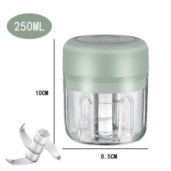 250/100ML Garlic Mincer USB Charging Powerful Mini Electric Garlic Chopper Portable Garlic Crusher Kitchen Food Chopper Unisex Zpaxo 105-Green250ml